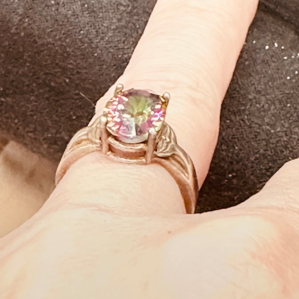 925 Sterling Silver Mystic Topaz Oval Whale Tail Ring Genuine Topaz Enhanced - Picture 12 of 17